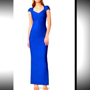 Blue Sheath Maxi Dress with Sweetheart Neckline